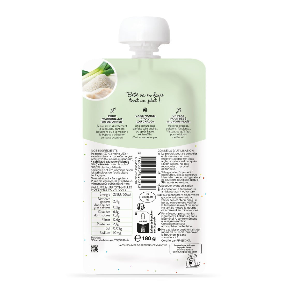 Le Petit Plat Poireau Riz Cabillaud - Popote Bébé