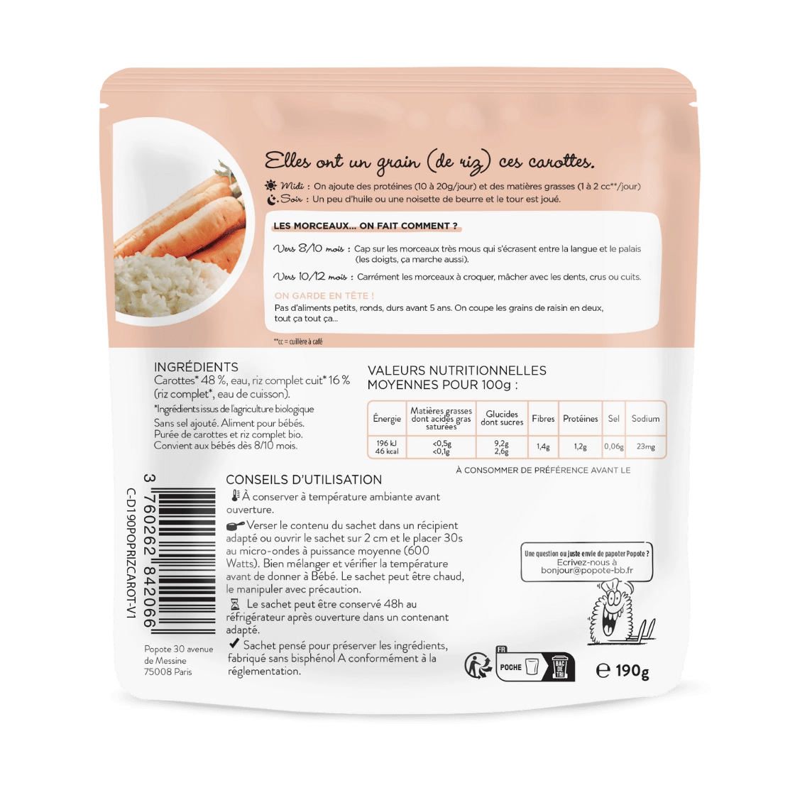 Les Petits Morceaux Riz Carotte - Popote Bébé